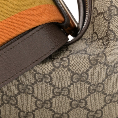 Gucci GG Supreme Monogram Textured Calfskin Web Small Attache Shoulder Bag Beige Ebony New Acero 8 of 13