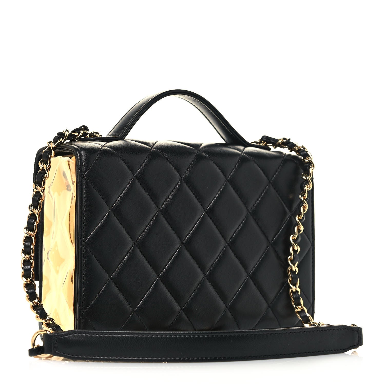 Chanel Lambskin Quilted Mini Golden Plate Flap Black 3 of 13
