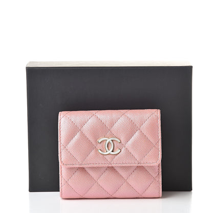 Chanel Iridescent Caviar Small Quilted Flap Wallet Rose Pink 9 of 9