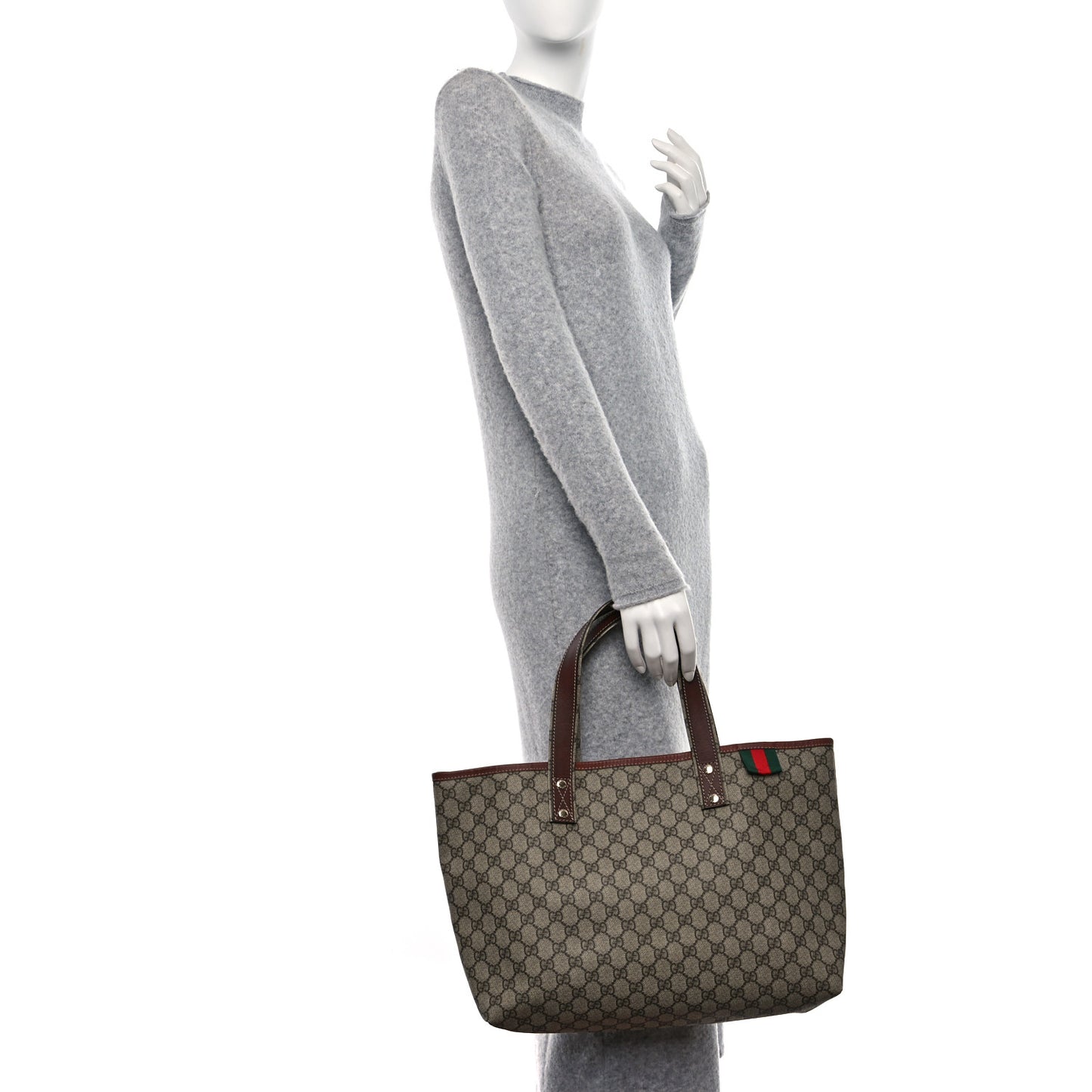 GG Plus Monogram Medium Signature Web Loop Tote Brown