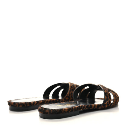 Saint Laurent Calf Hair Leopard Print Tribute 05 Slide Sandals 36 Manto Natural 4 of 9