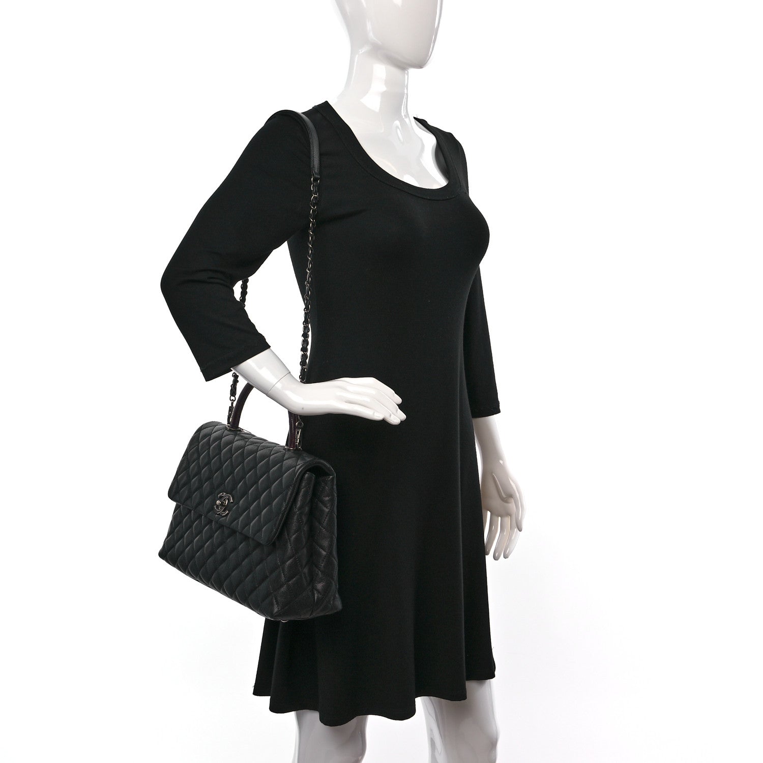 Chanel Caviar Lizard Quilted Medium Coco Handle Flap Black 2 of 10