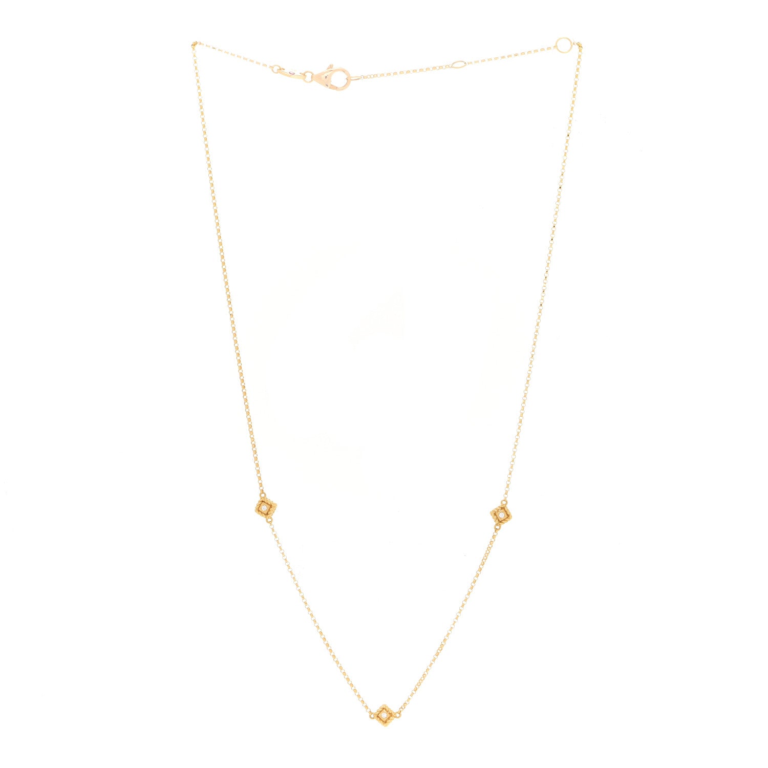 Roberto Coin 18K Yellow Gold Diamond Tiny Palazzo Ducale Satin Tile 3-Station Necklace 3 of 6
