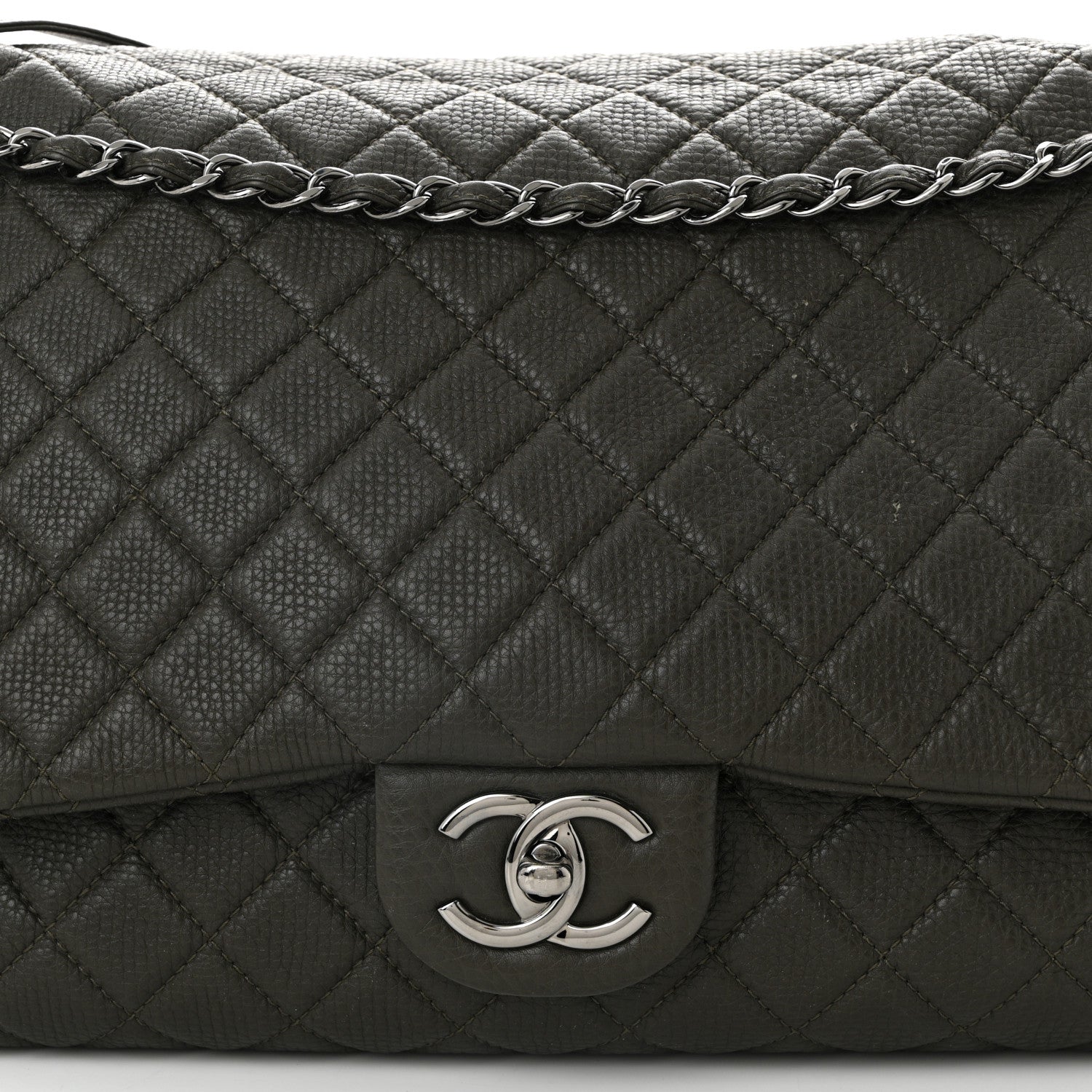 Chanel Calfskin Quilted XXL Travel Flap Bag Khaki 8 of 12