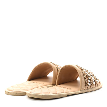 Chanel Pearl Chain Slipper XL Beige 4 of 8