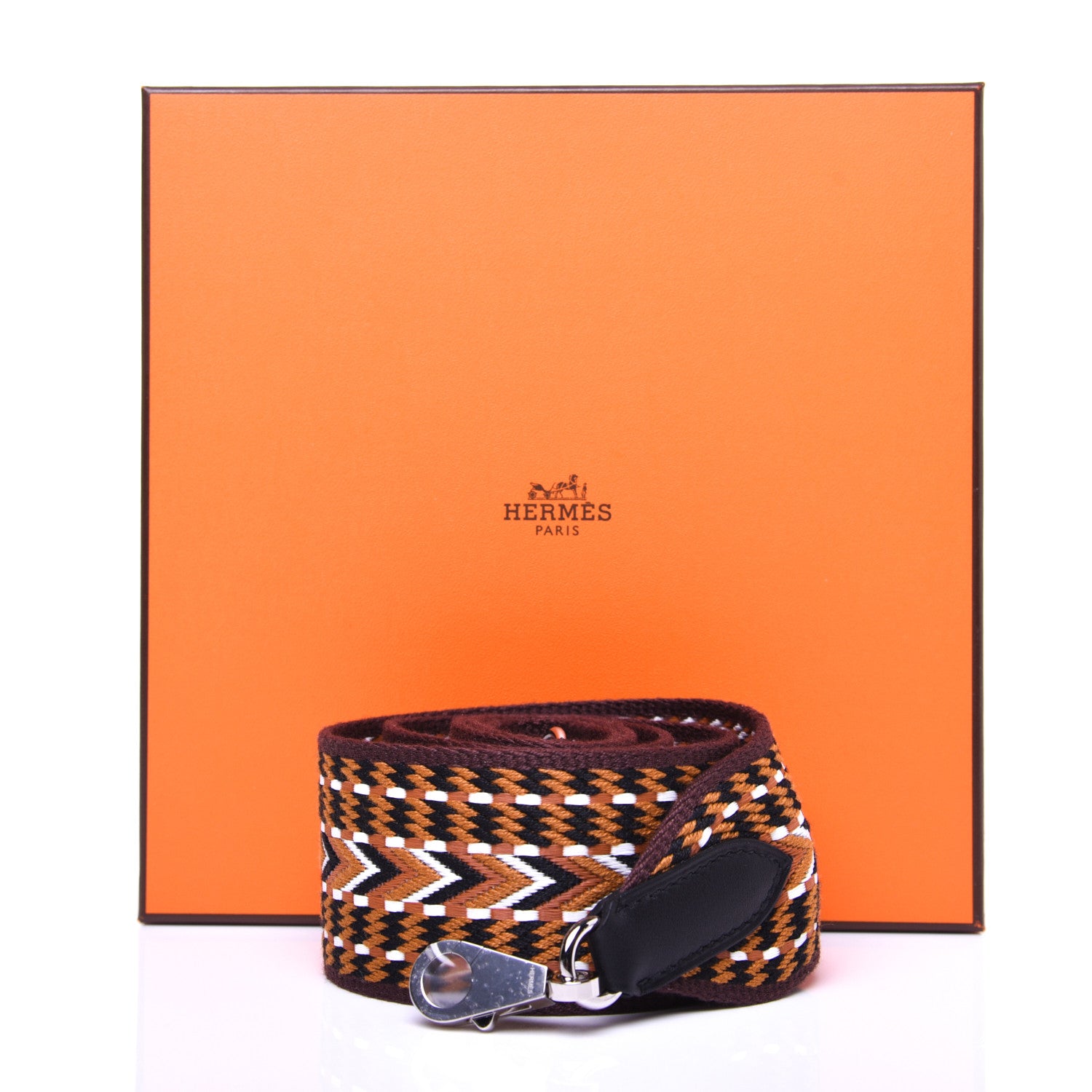 Hermes Toile Swift Sangle Allegro 50mm Shoulder Strap Sesame White Black 8 of 8
