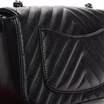 Chanel Metallic Caviar Chevron Quilted Mini Rectangular Flap Black 8 of 11