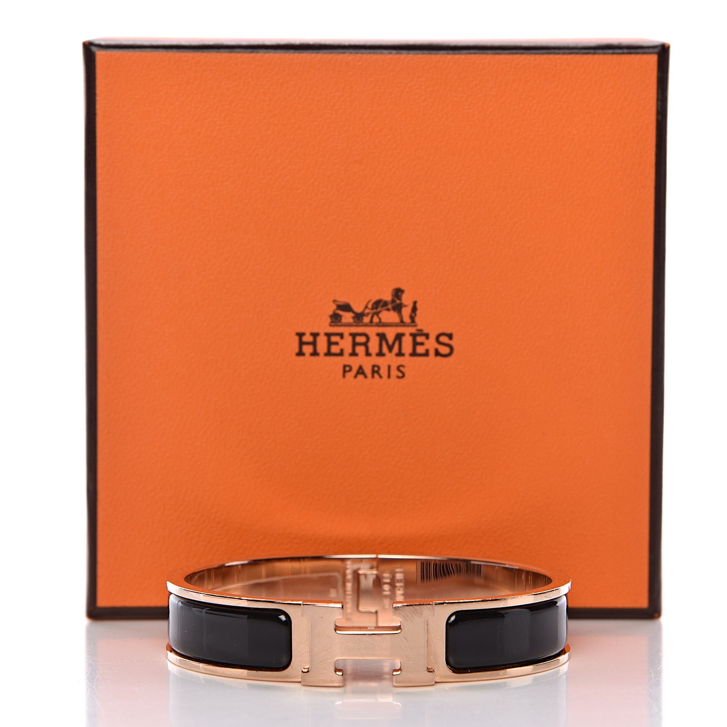Enamel Narrow Clic Clac H Bracelet PM Black