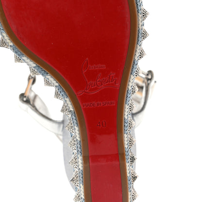 Christian Louboutin Mini Glitter Pira Ryad 110 Wedge Sandals 40 Silver 6 of 7