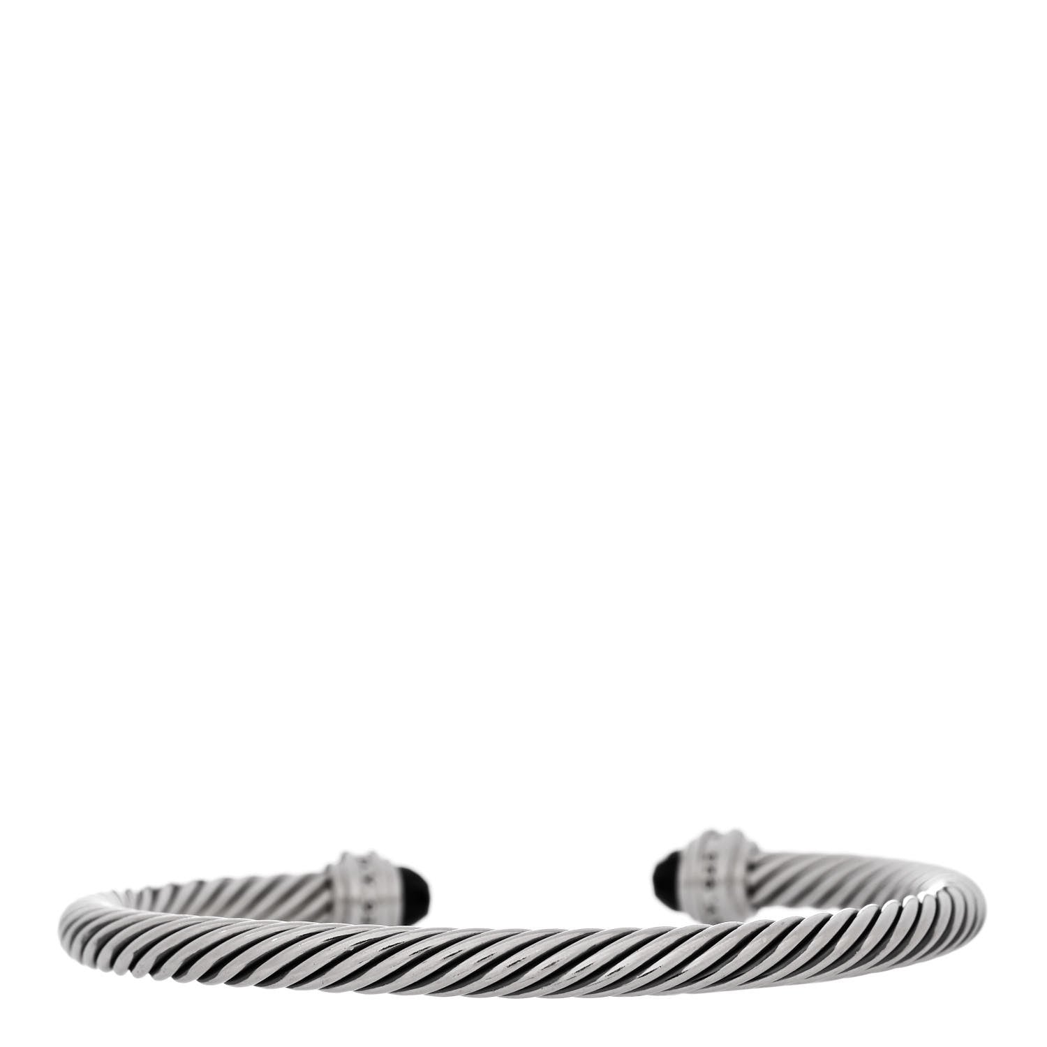 David Yurman Sterling Silver Diamond Black Onyx 5mm Cable Classics Princess Bracelet 2 of 3