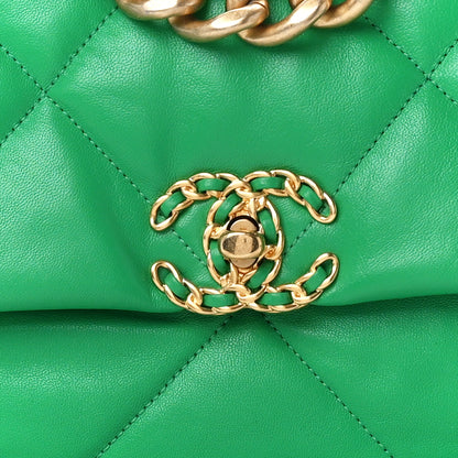 Chanel Lambskin Quilted Large Chanel 19 Flap Green 8 of 10
