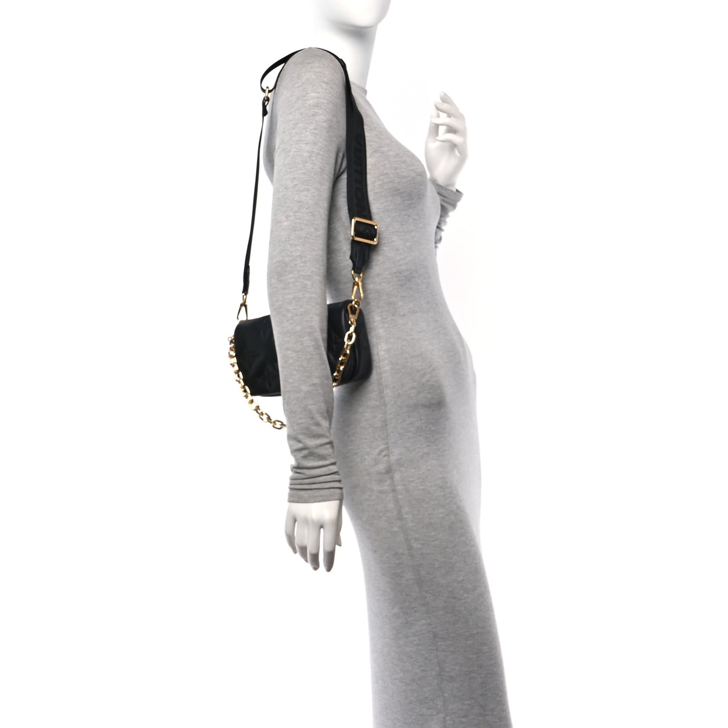 Calfskin Bubblegram Wallet On Strap Black