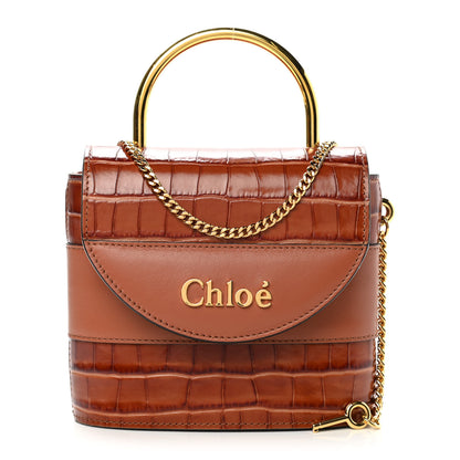 Chloe Calfskin Crocodile Embossed Small Aby Lock Chestnut Brown 1 of 10