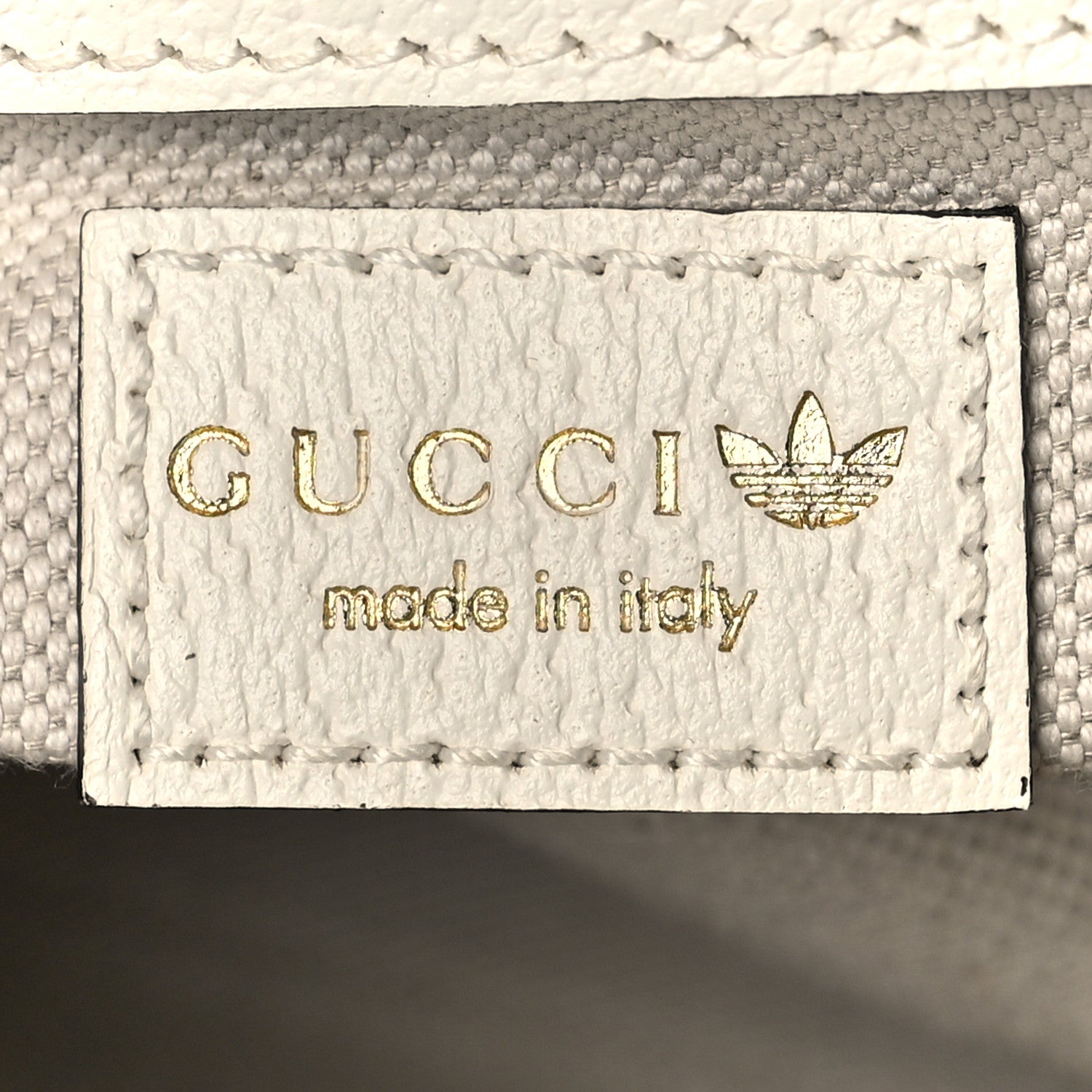 Gucci X ADIDAS Textured Dollar Calfskin Web Trefoil Mini Horsebit 1955 Shoulder Bag Off White Black 6 of 11