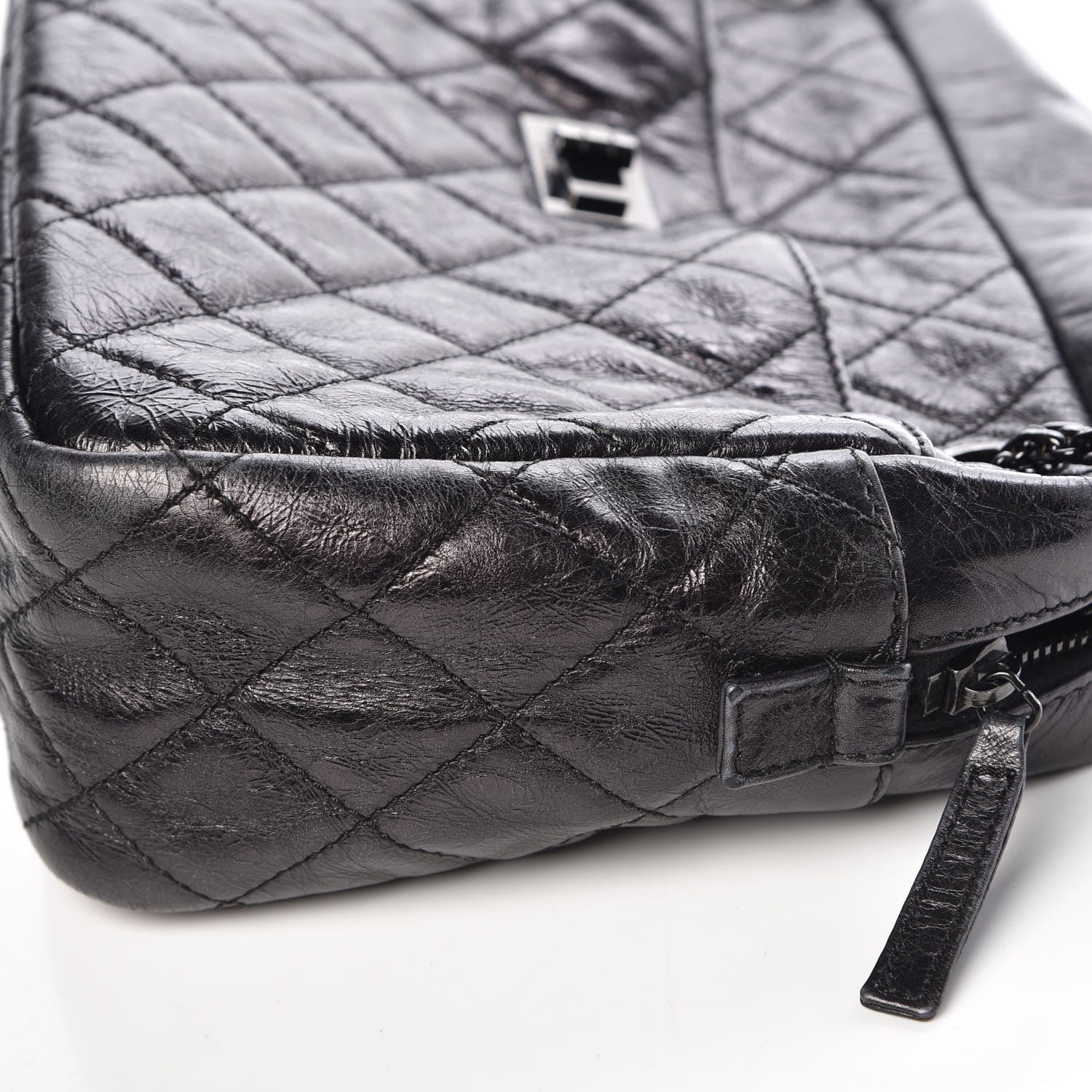 Chanel Metallic Aged Calfskin Quilted Medium Reissue Camera Case Black 15 of 15