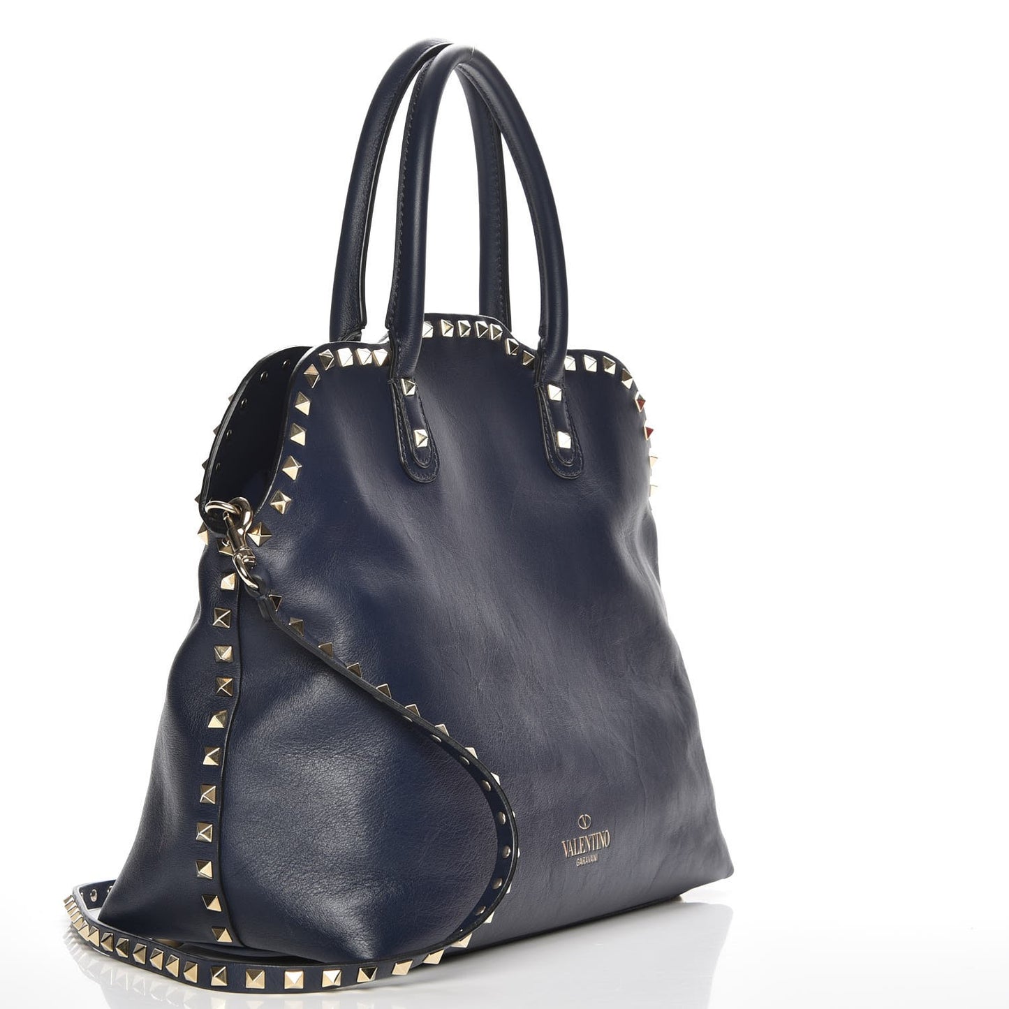 Vitello Rockstud Dome Satchel Marine