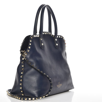 Valentino Garavani Vitello Rockstud Dome Satchel Marine 4 of 8