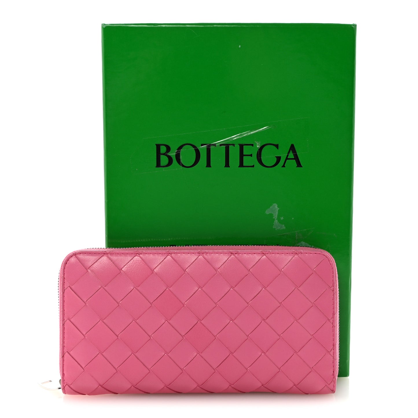 Nappa Intrecciato Zip Around Wallet Rosa Shock