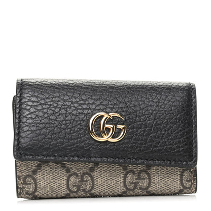 Gucci Dollar Calfskin GG Supreme Monogram GG Marmont 6 Key Holder Case Black Beige Ebony 1 of 7