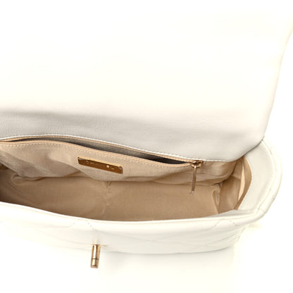Chanel Goatskin Quilted Large Chanel 19 Flap White 4 of 4