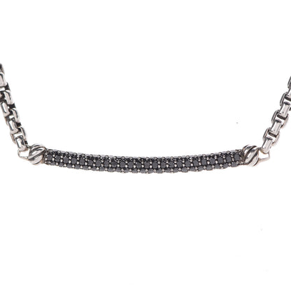 David Yurman Sterling Silver Black Diamond Petite Metro Necklace 4 of 6