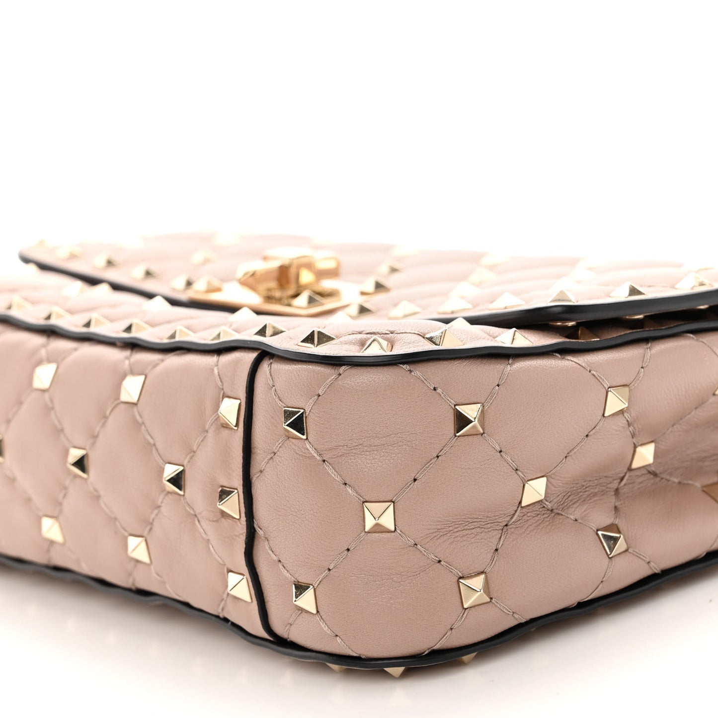 Nappa Small Rockstud Spike Shoulder Bag Poudre