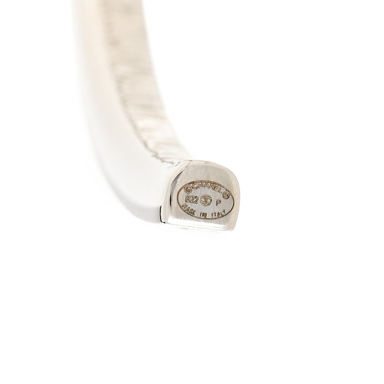 Chanel Metal Crystal Baguette CC Large Hoop Earrings Silver 4 of 6