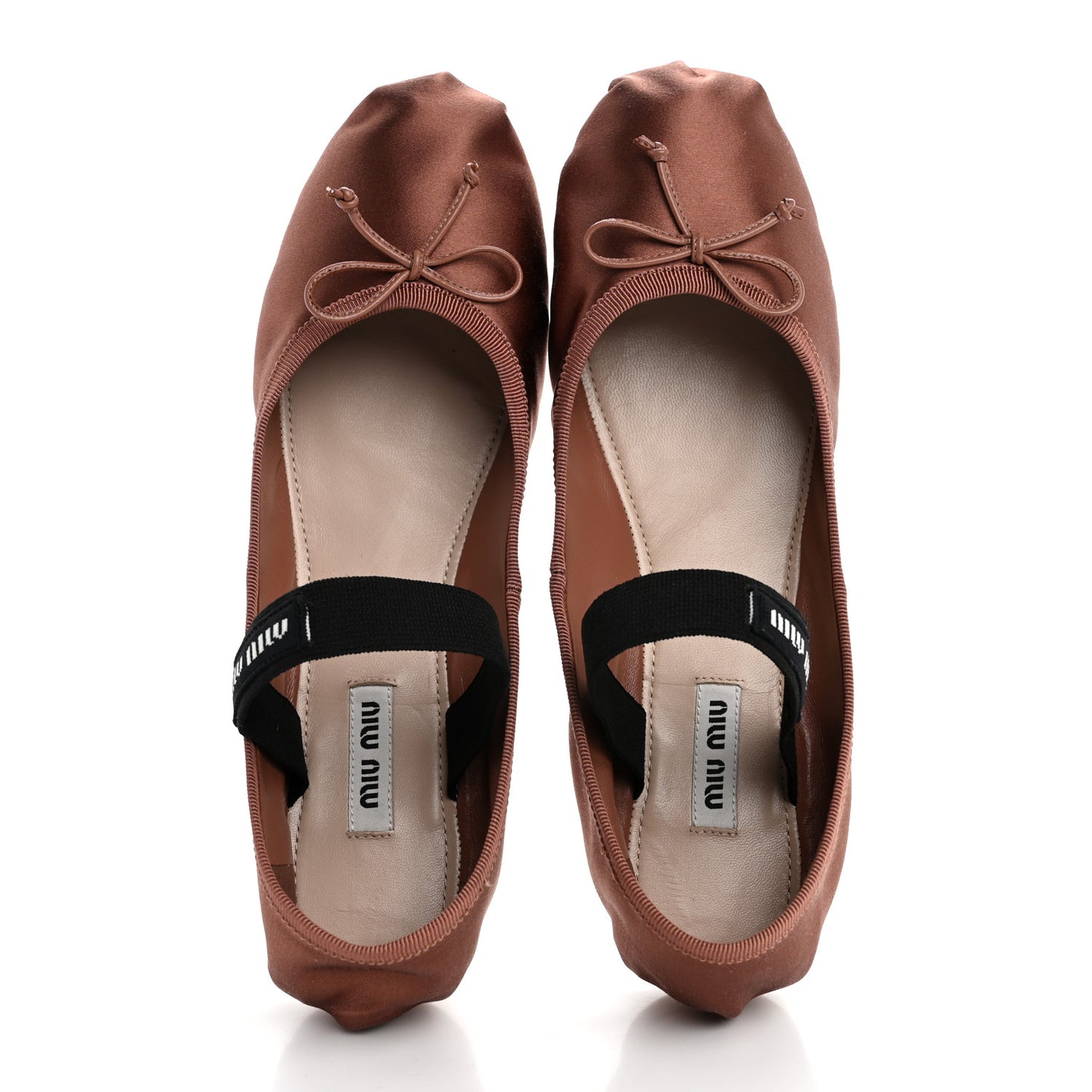 Satin Logo Ballerina Flats 39.5 Cacao