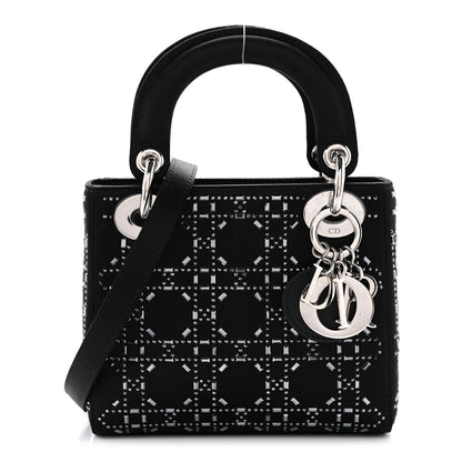 Christian Dior Satin Crystal Cannage Mini Lady Dior Black 1 of 13