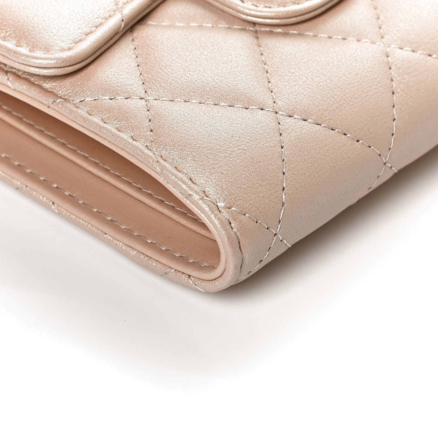 Chanel Iridescent Calfskin Quilted Compact Flap Wallet Beige 9 of 9