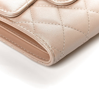 Chanel Iridescent Calfskin Quilted Compact Flap Wallet Beige 9 of 9