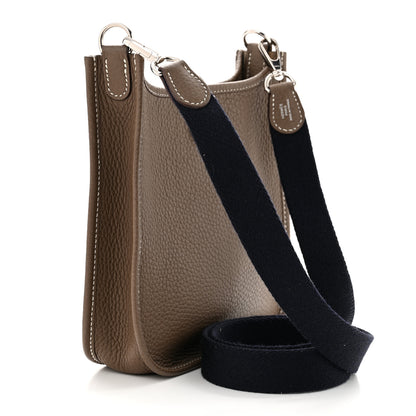 Hermes Taurillon Clemence Amazone Evelyne TPM Etoupe Bleu Indigo 3 of 11