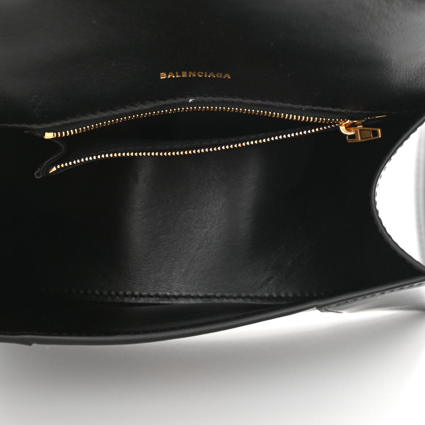 Shiny Box Calfskin Small Hourglass Top Handle Bag Black