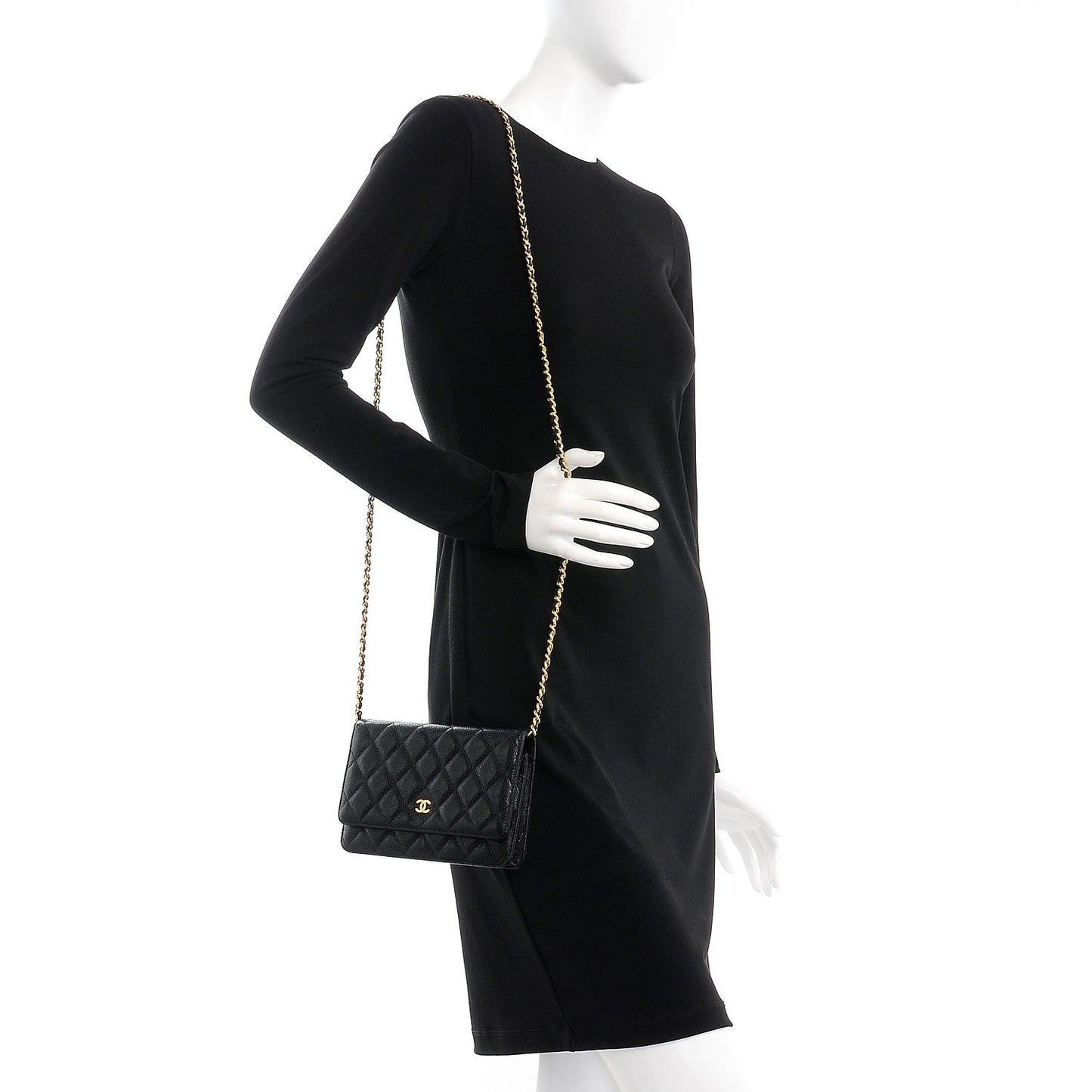 Caviar Quilted Wallet On Chain WOC Black