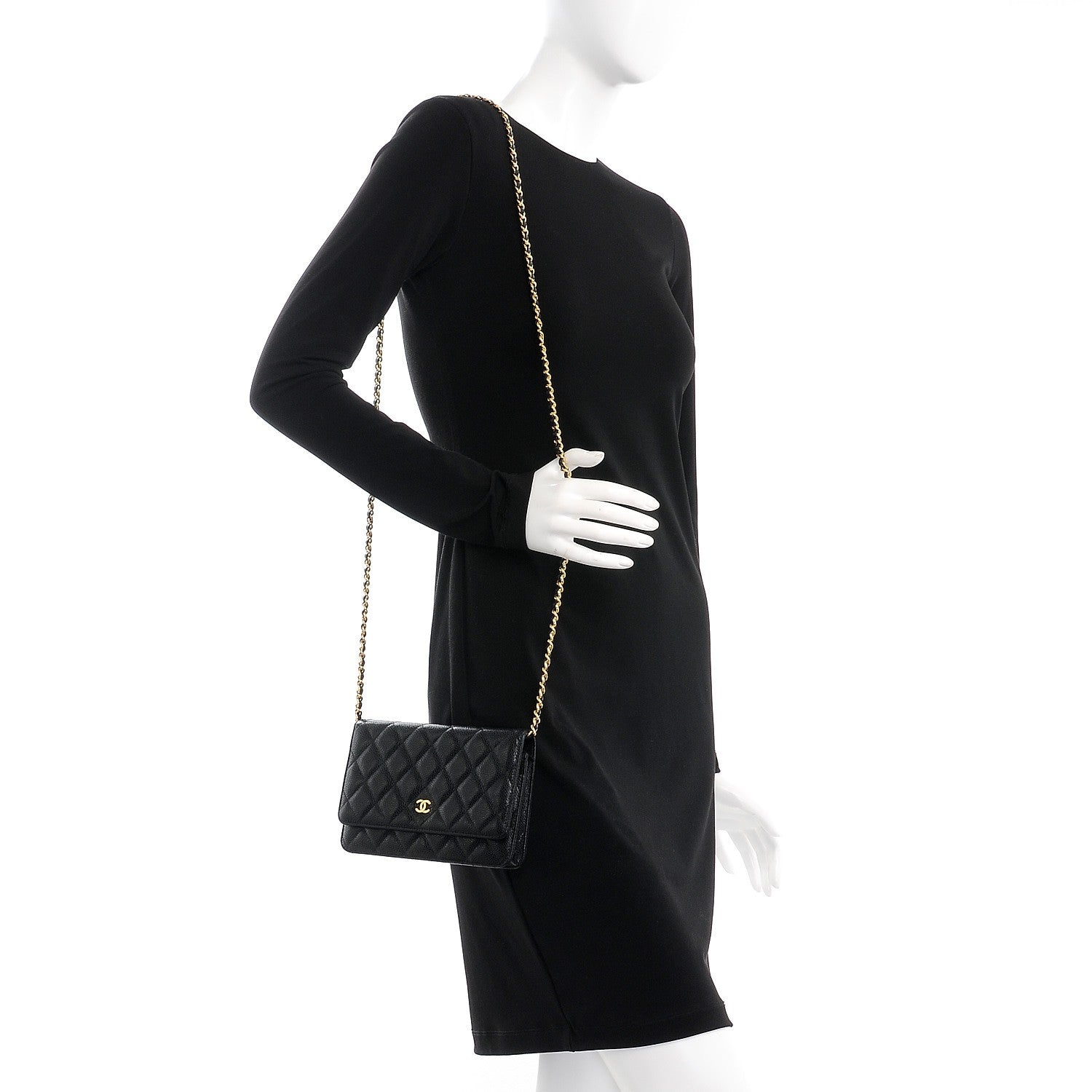 Chanel Caviar Quilted Wallet On Chain WOC Black 2 of 10