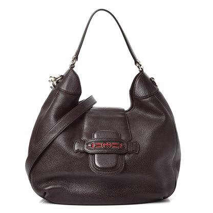 Gucci Calfskin Web Medium Dressage Hobo Coffee Brown 1 of 9