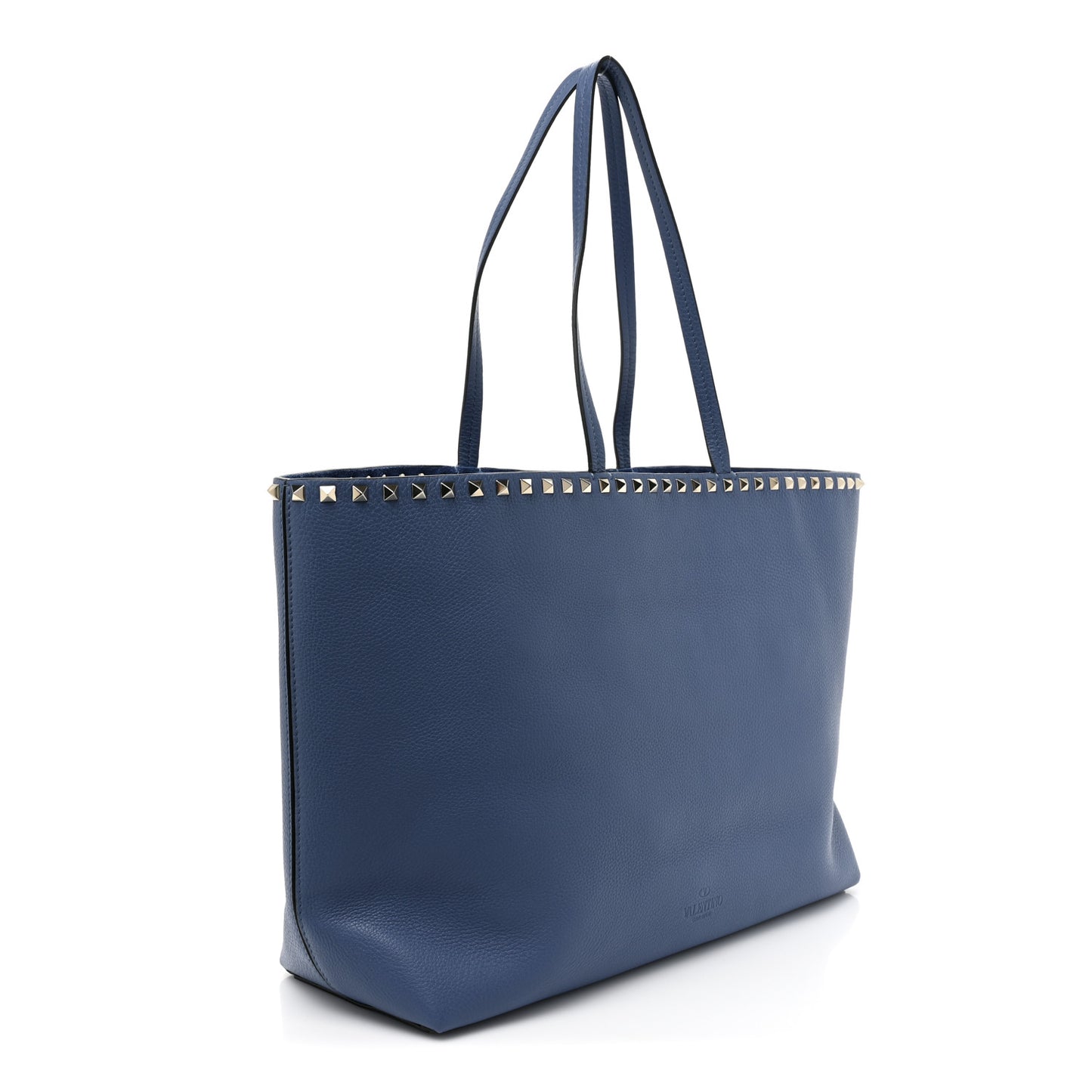 Grained Calfskin Rockstud Shoulder Tote Baltique