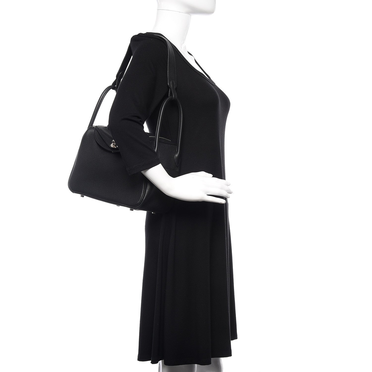 Hermes Taurillon Clemence Lindy 26 Black 2 of 11