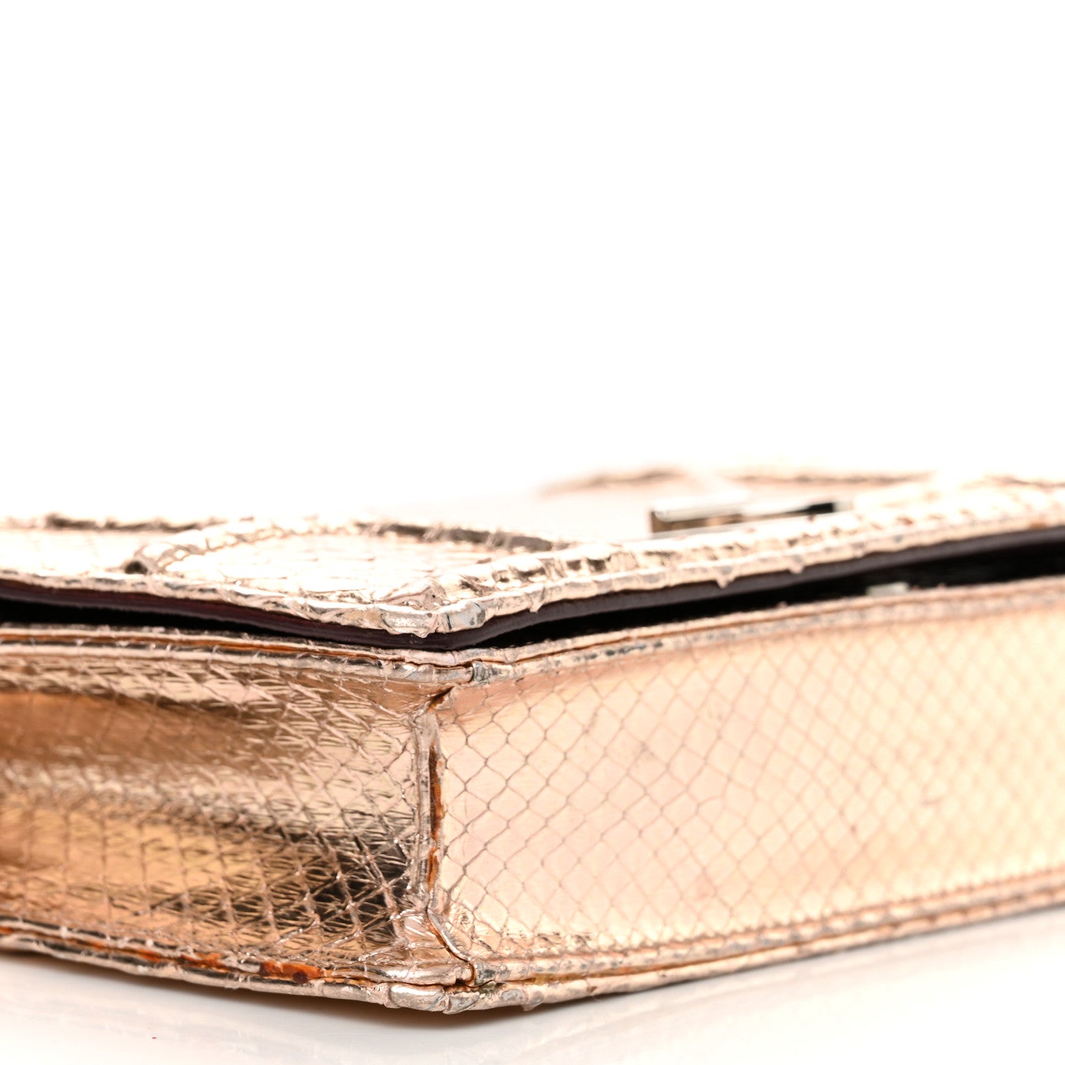 Christian Dior Snakeskin Diorama Wallet on Chain Pouch Rose Gold 9 of 13