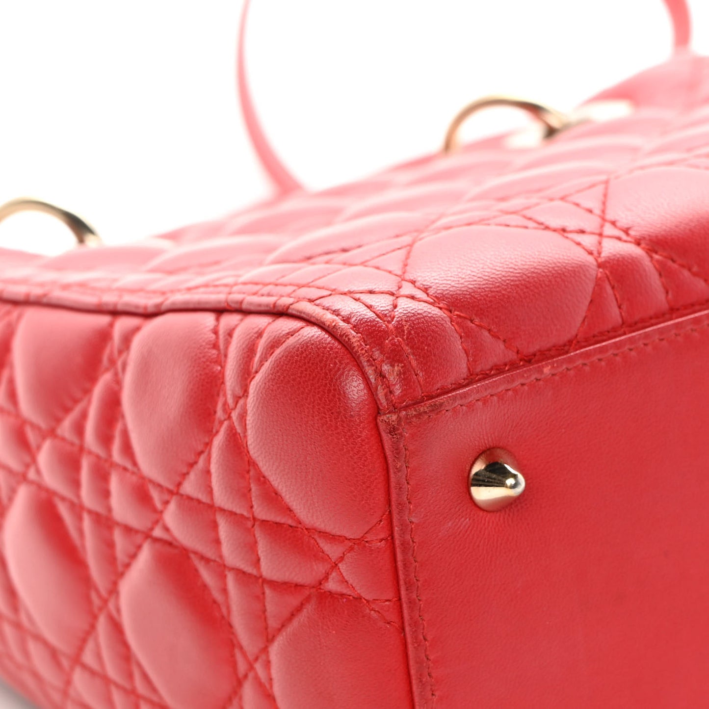 Lambskin Cannage Medium Lady Dior Red