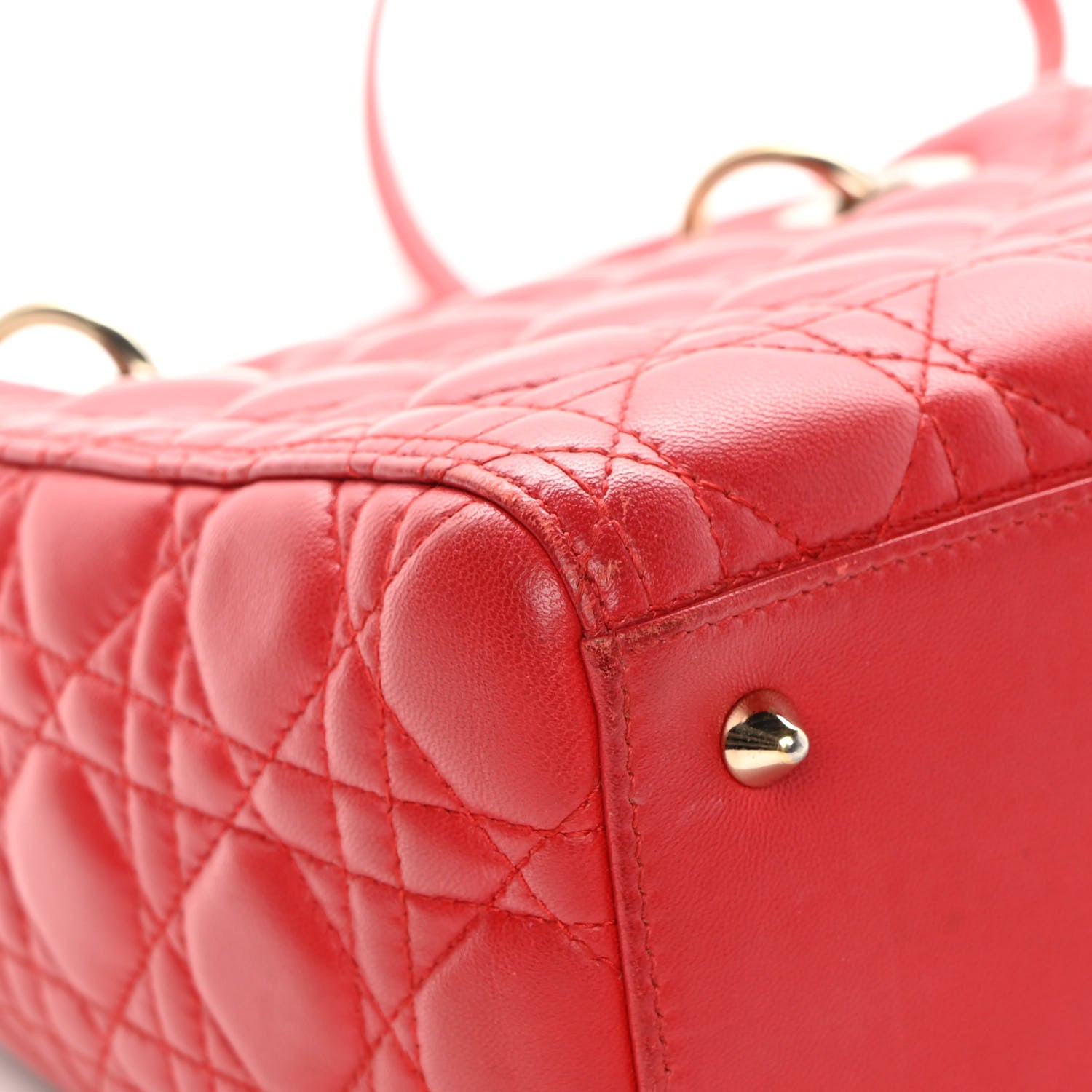 Christian Dior Lambskin Cannage Medium Lady Dior Red 12 of 18
