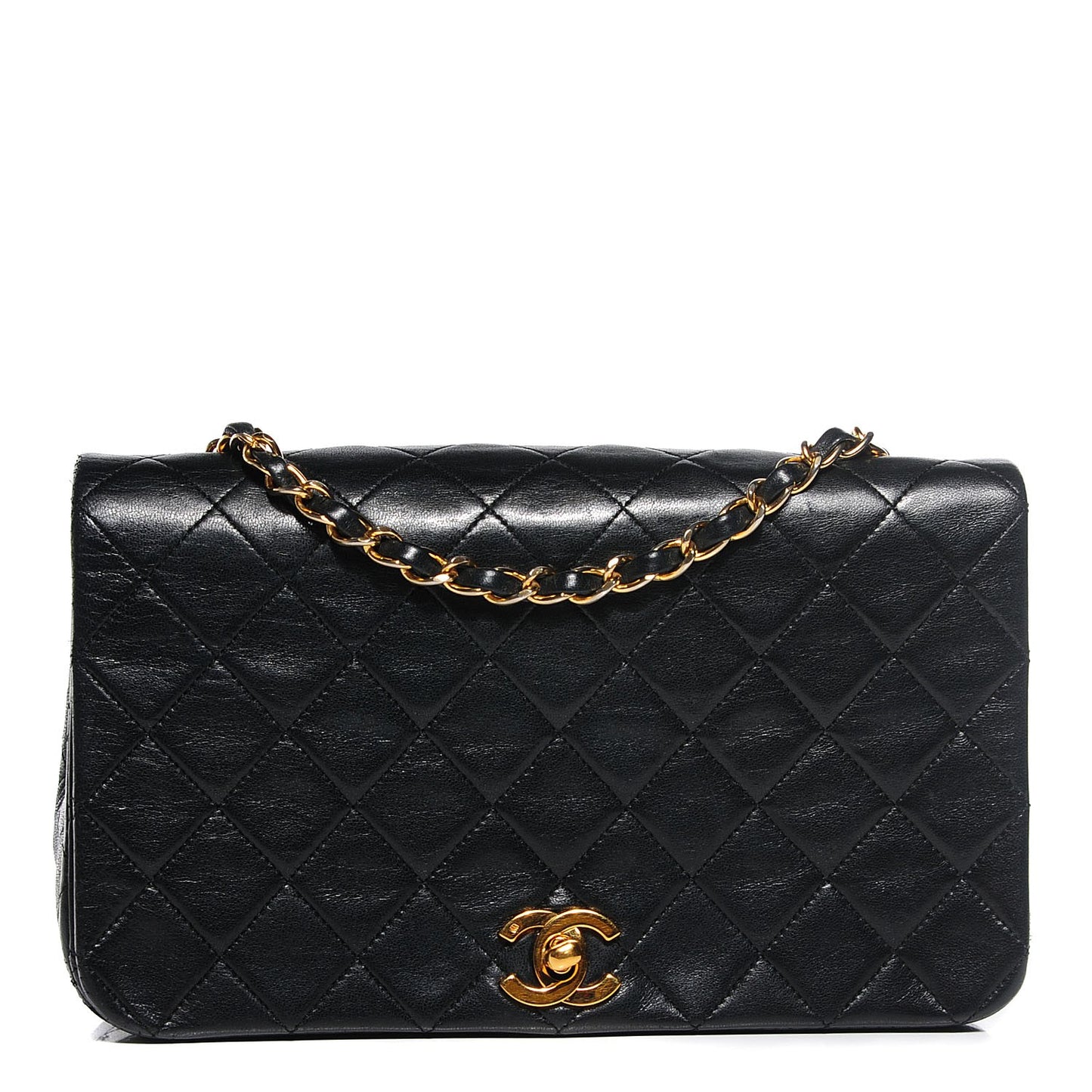 Lambskin Quilted Small Single Flap Black