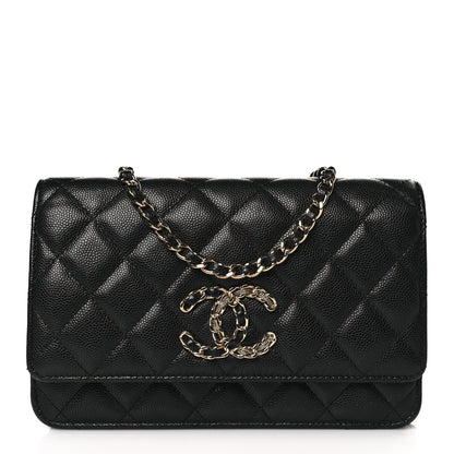 Chanel Caviar Quilted French New Wave Chain CC Wallet On Chain WOC Black 1 of 11