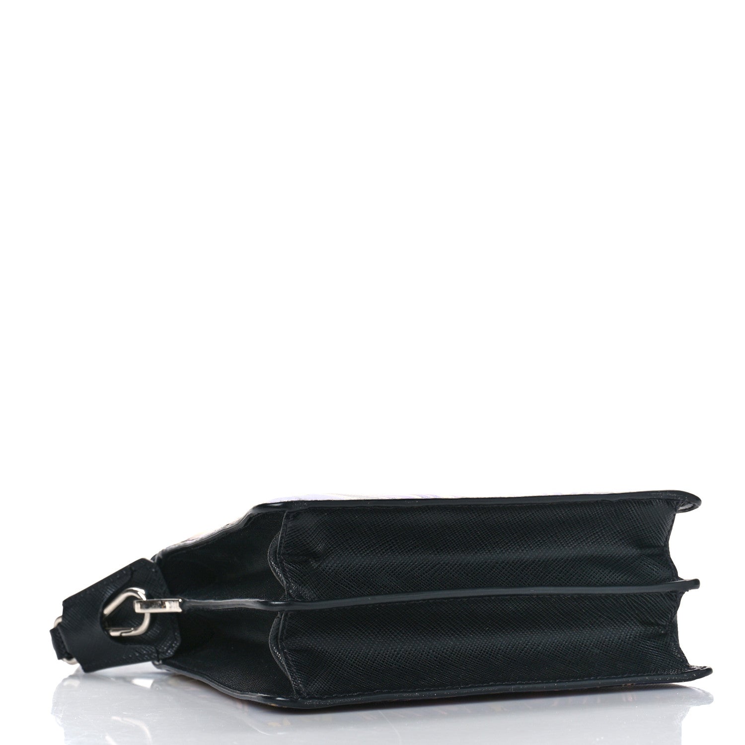 Prada Saffiano Tulip Print Shoulder Bag Black Multicolor 4 of 8