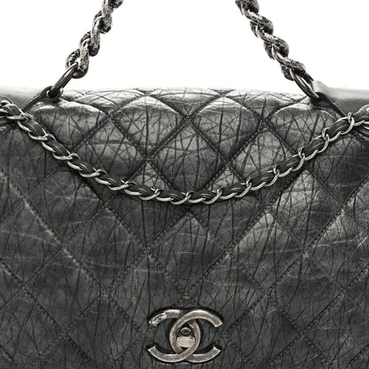 Chanel Aged Calfskin Quilted Medium Pondichery Flap Dark Grey 8 of 10