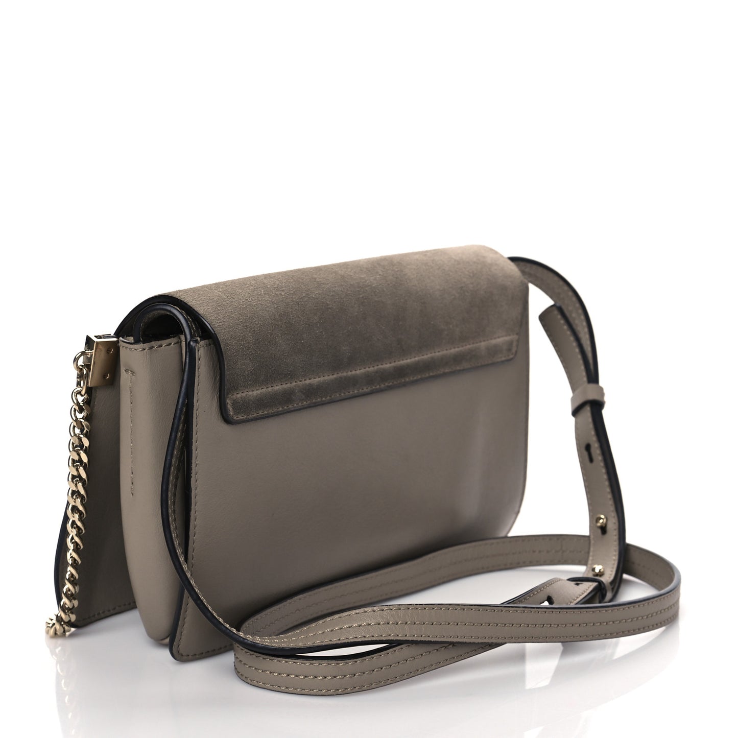 Suede Calfskin Small Faye Shoulder Bag Motty Grey