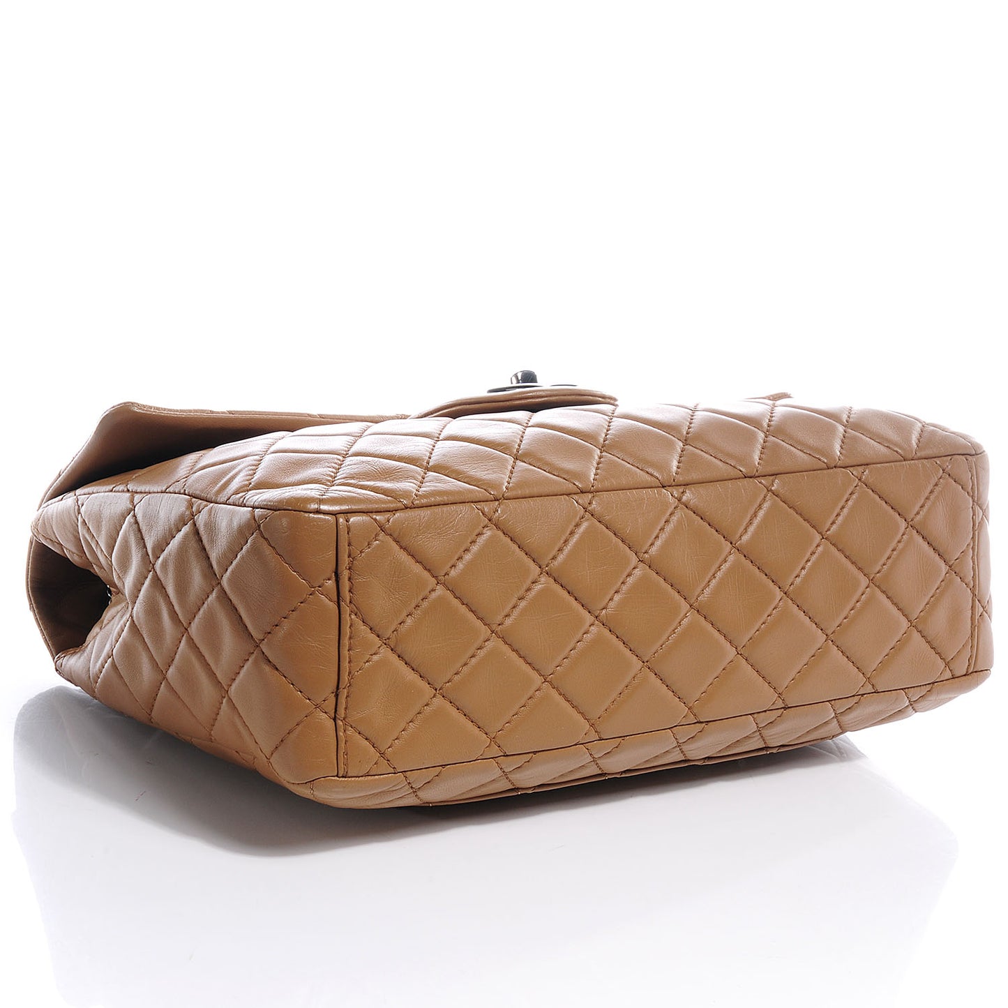 Lambskin Quilted Maxi Single Flap Dark Beige