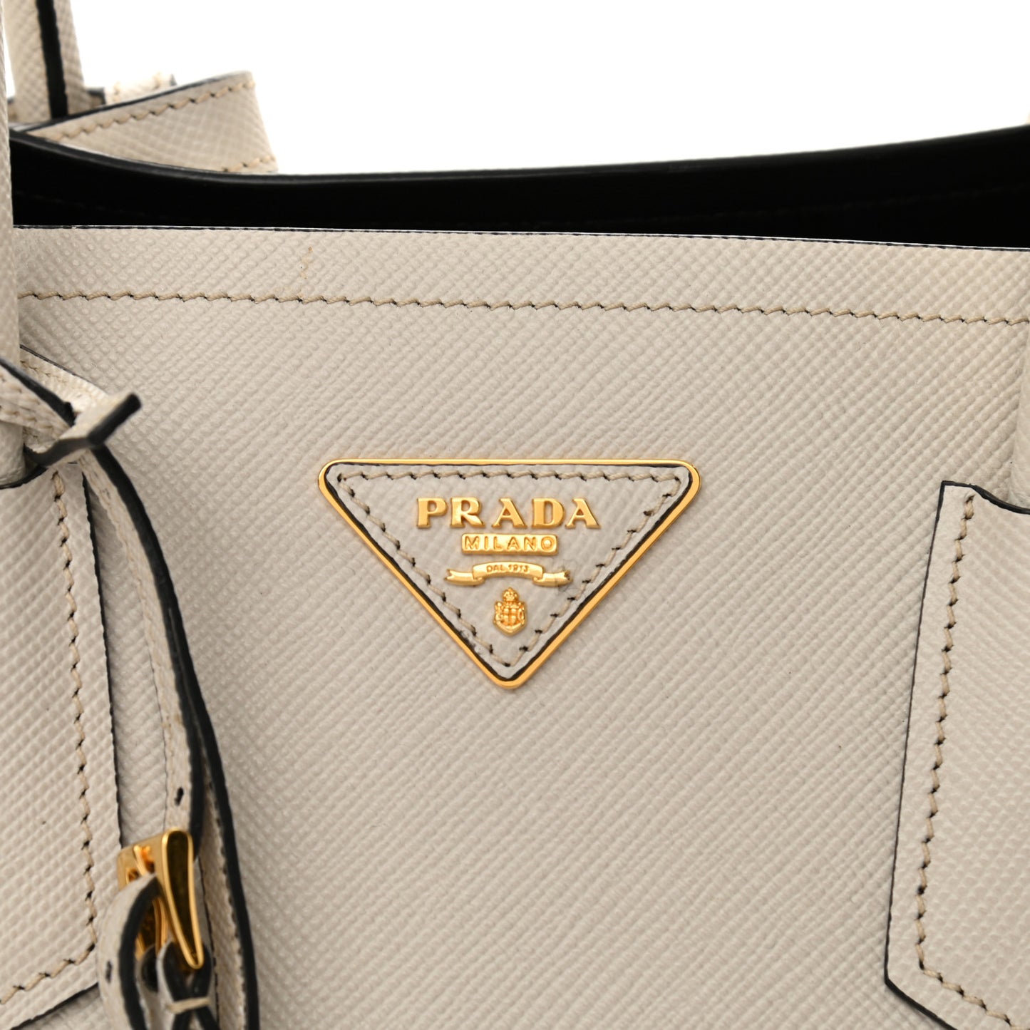 Saffiano Cuir Medium Double Bag Talco Black