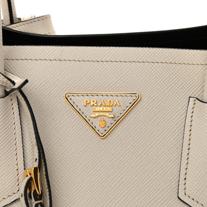 Prada Saffiano Cuir Medium Double Bag Talco Black 7 of 10