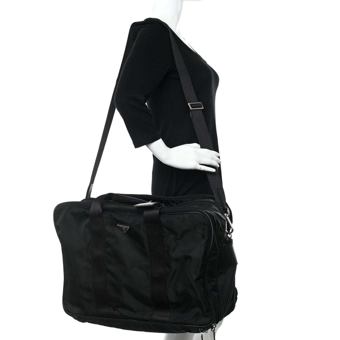 Tessuto Nylon Saffiano Viaggio Carry On Travel Bag Black